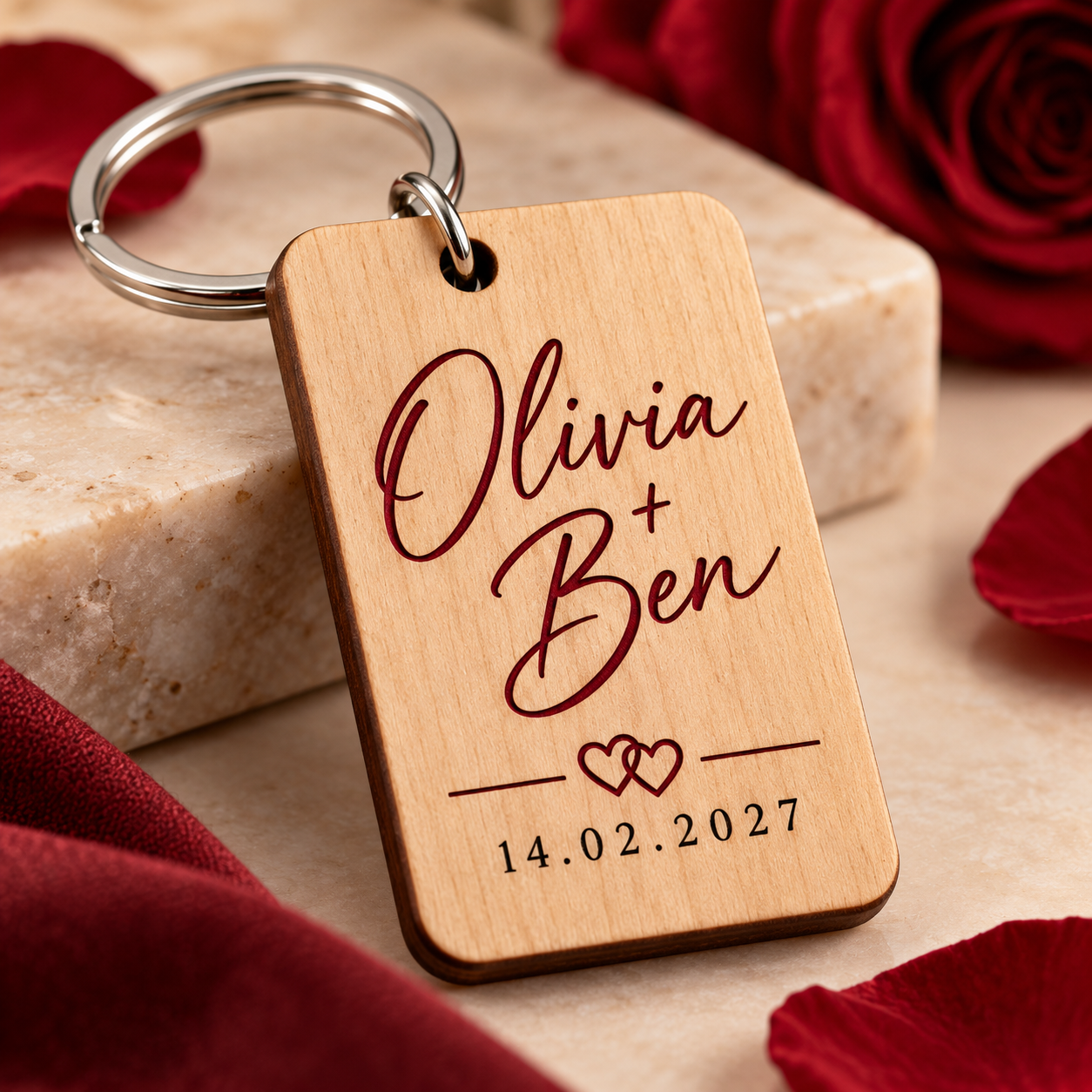 Personalized Couple Names & Date Keychain — Photo 1