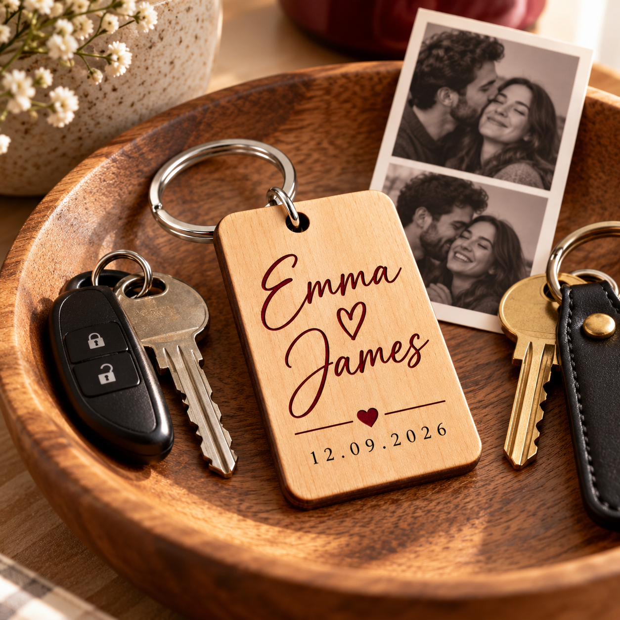 Personalized Couple Names & Date Keychain — Photo 3
