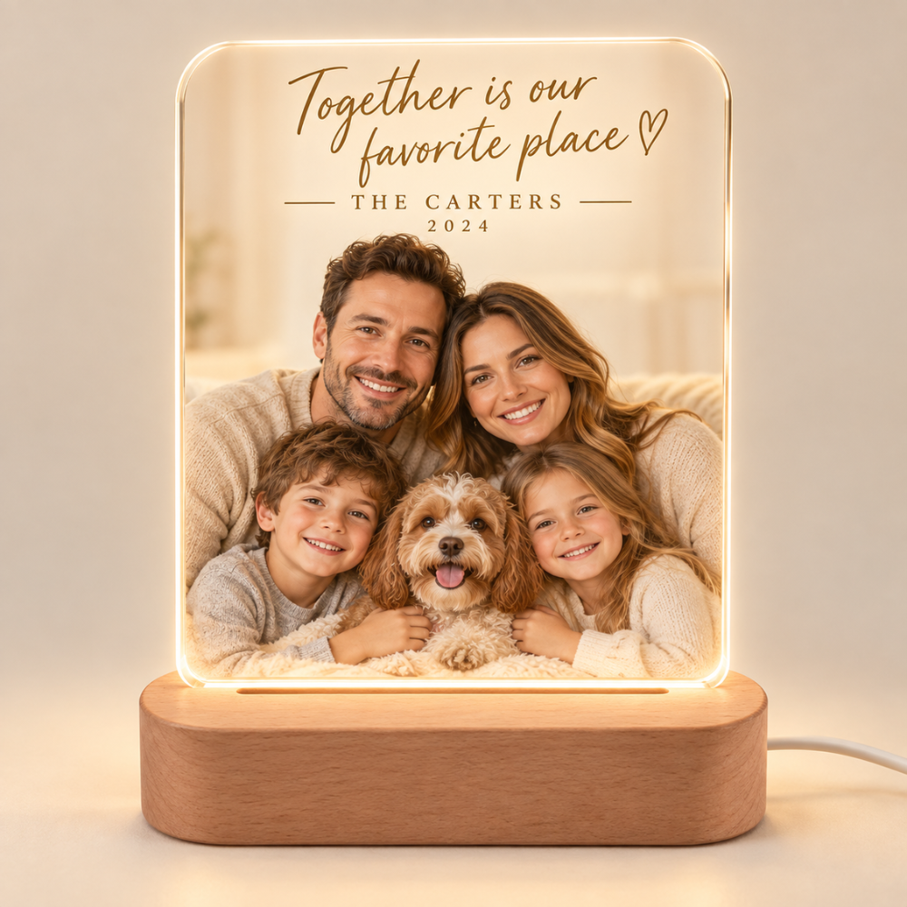 Personalized Family & Pet Christmas Acrylic LED Lamp — Photo 3