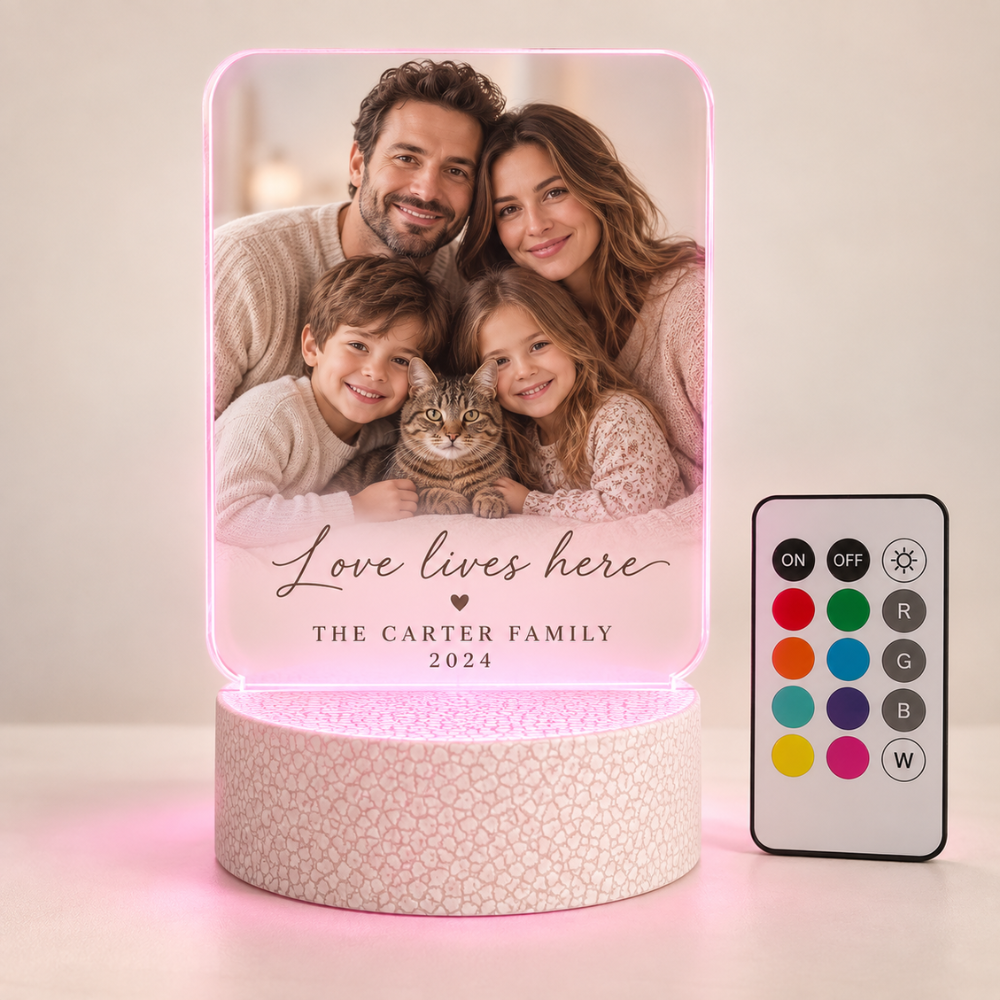 Personalized Family & Pet Christmas Acrylic LED Lamp — Photo 6