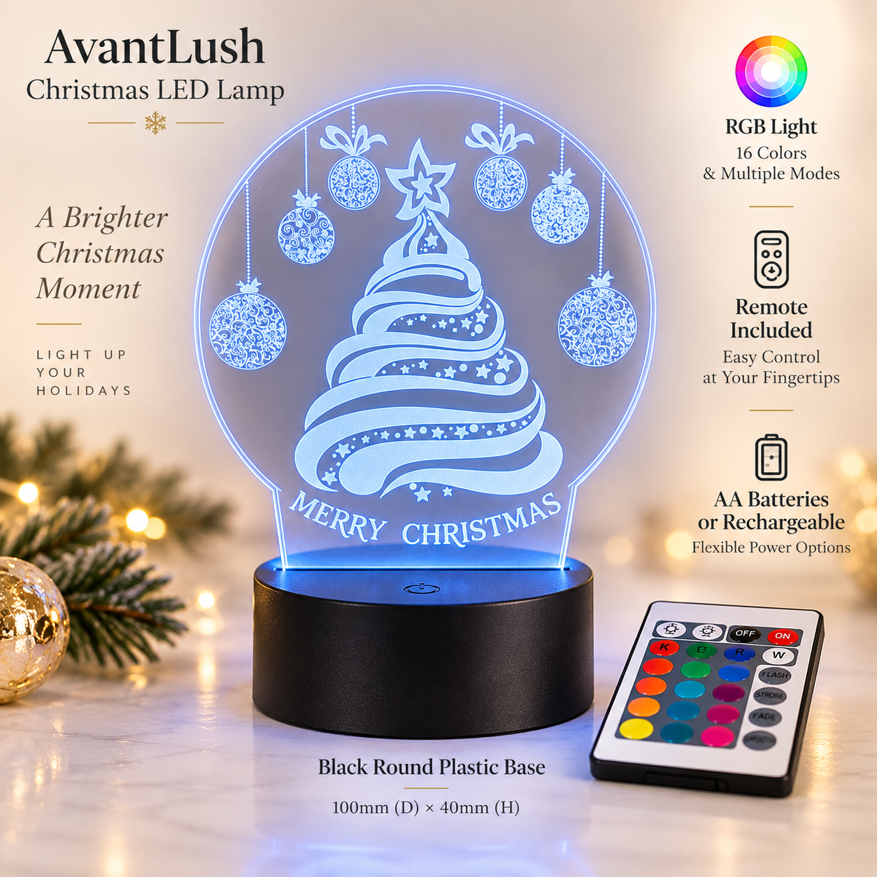 Merry Christmas Tree Acrylic LED Lamp — Photo 5