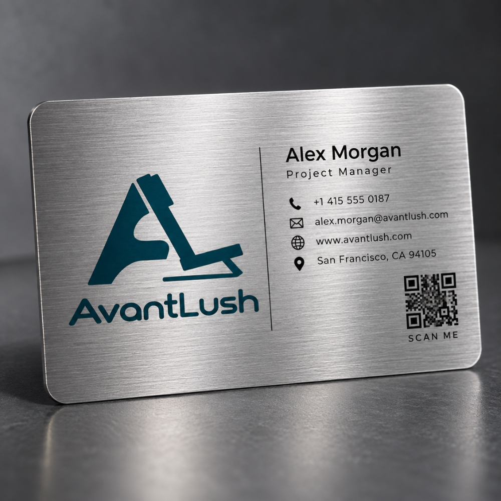 Silver Brushed Metallic Business Cards — Photo 5
