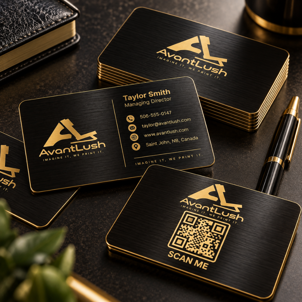 Black & Gold Brushed Metallic Business Cards — Photo 3