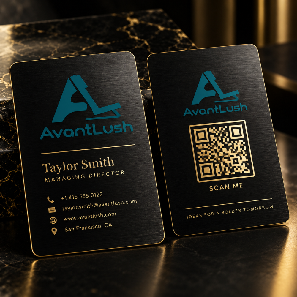 Black & Gold Brushed Metallic Business Cards — Photo 5