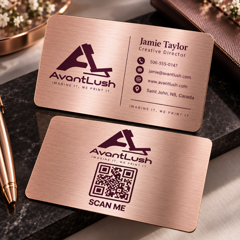 Rose Gold Brushed Metallic Business Cards