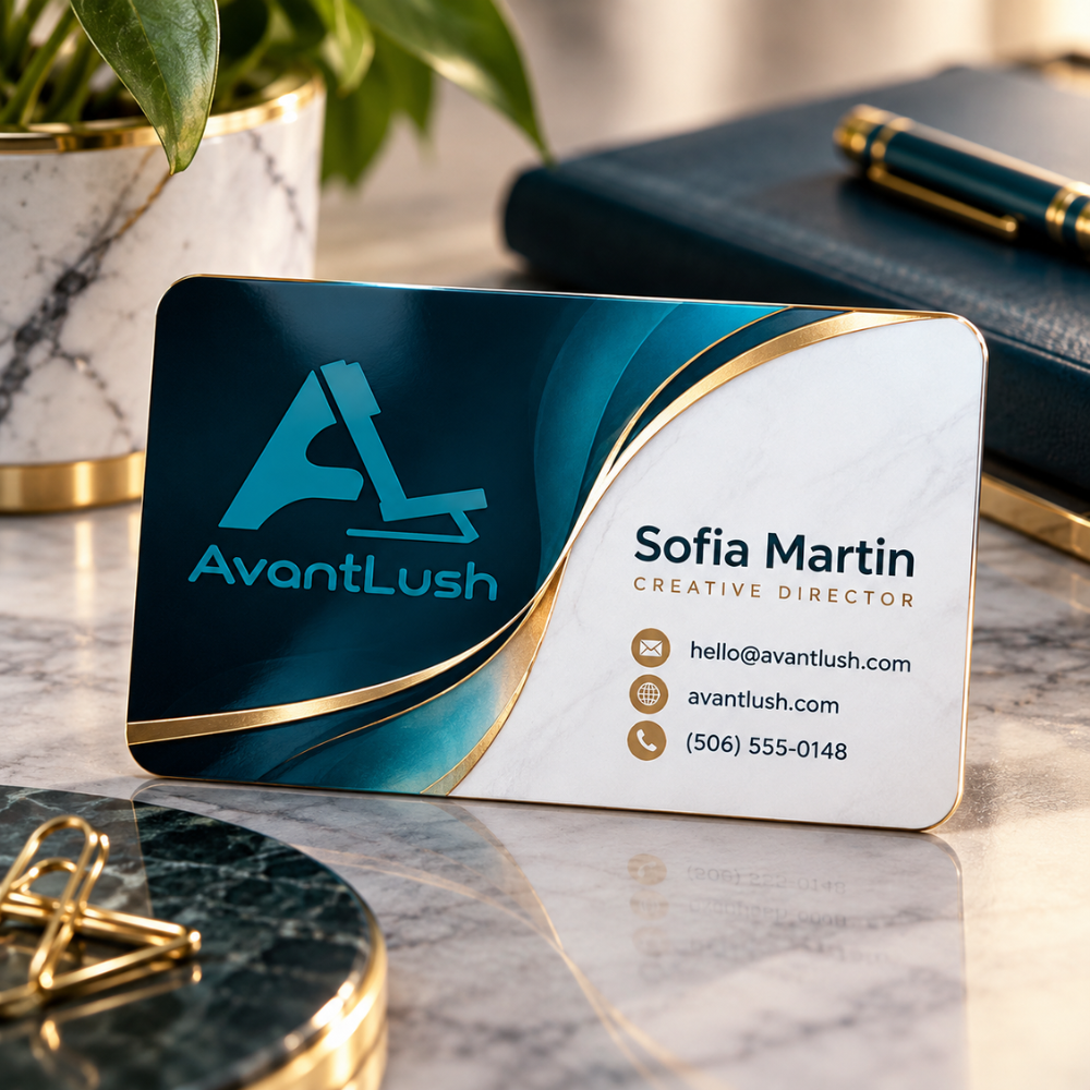 Glossy Deep Teal Business Cards