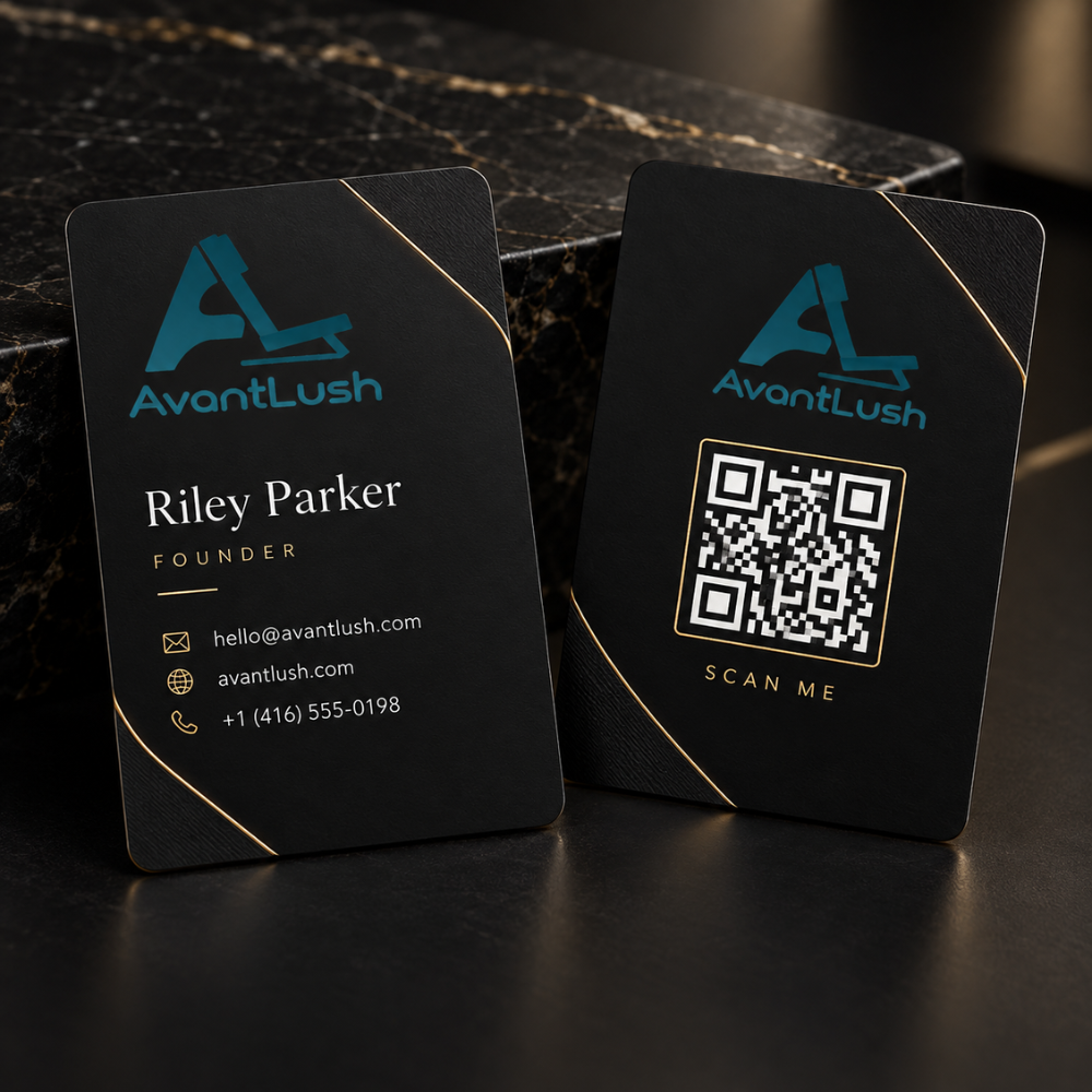 Premium Black QR Code Business Cards — Photo 2