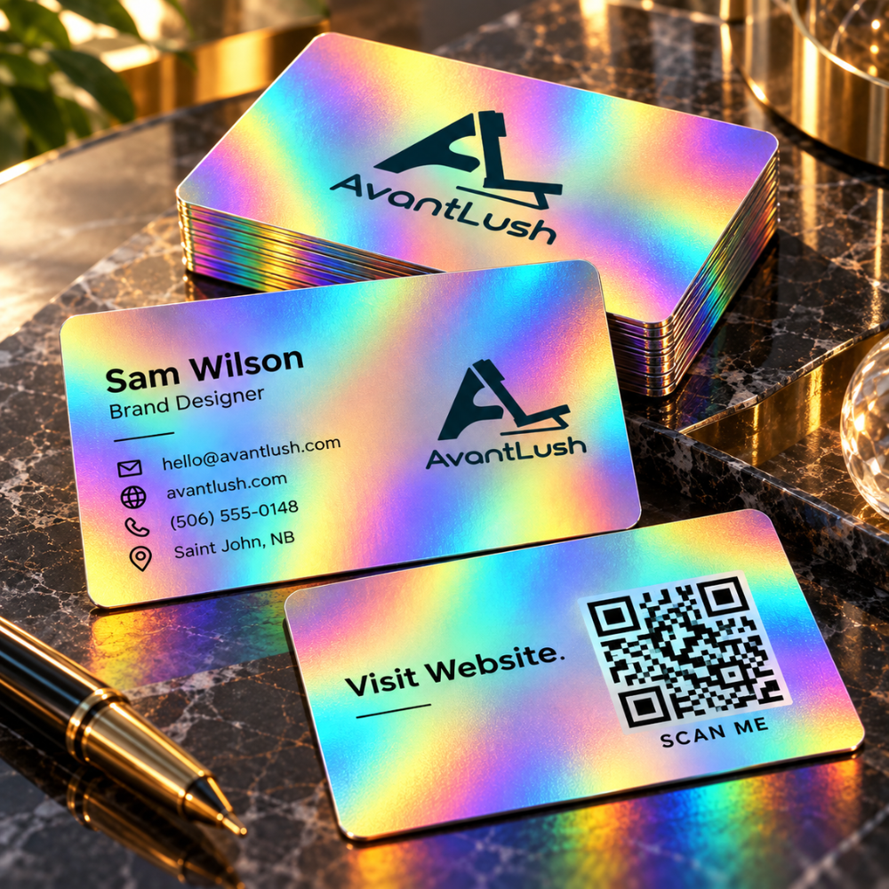 Rainbow Holographic QR Code Business Cards — Photo 4