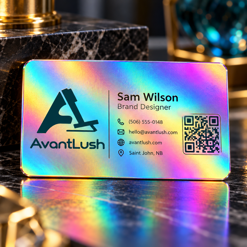 Rainbow Holographic QR Code Business Cards — Photo 2
