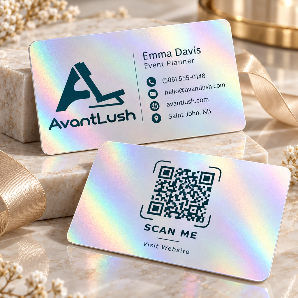 Pearl Holographic QR Code Business Cards