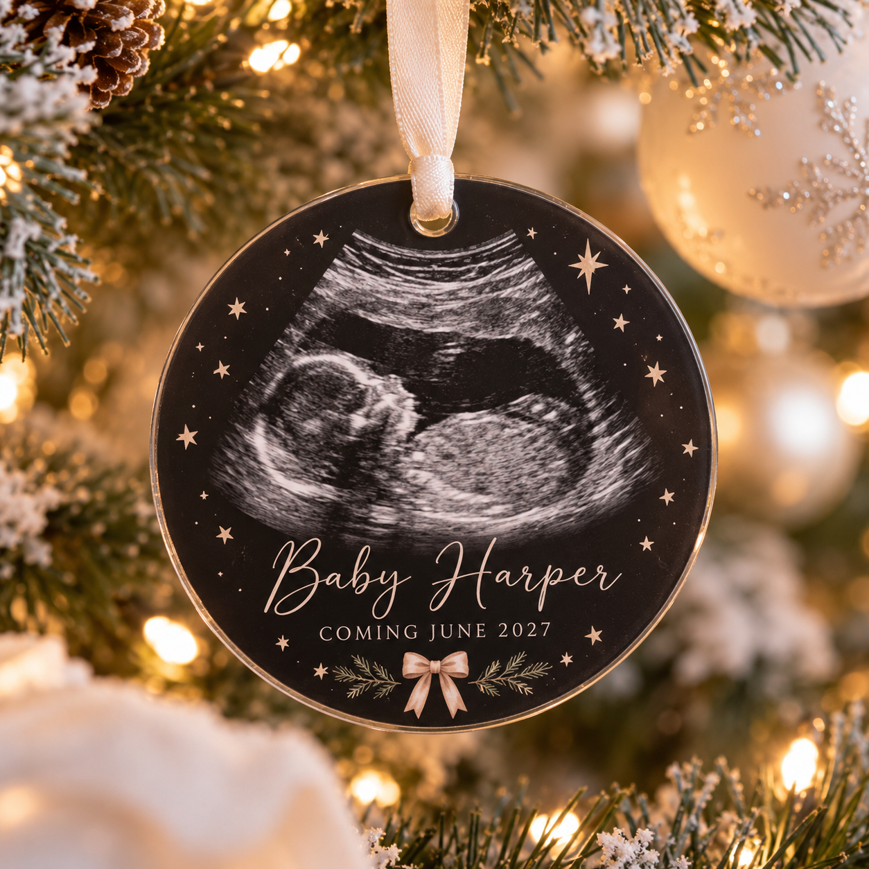Personalized Ultrasound Baby Announcement Ornament