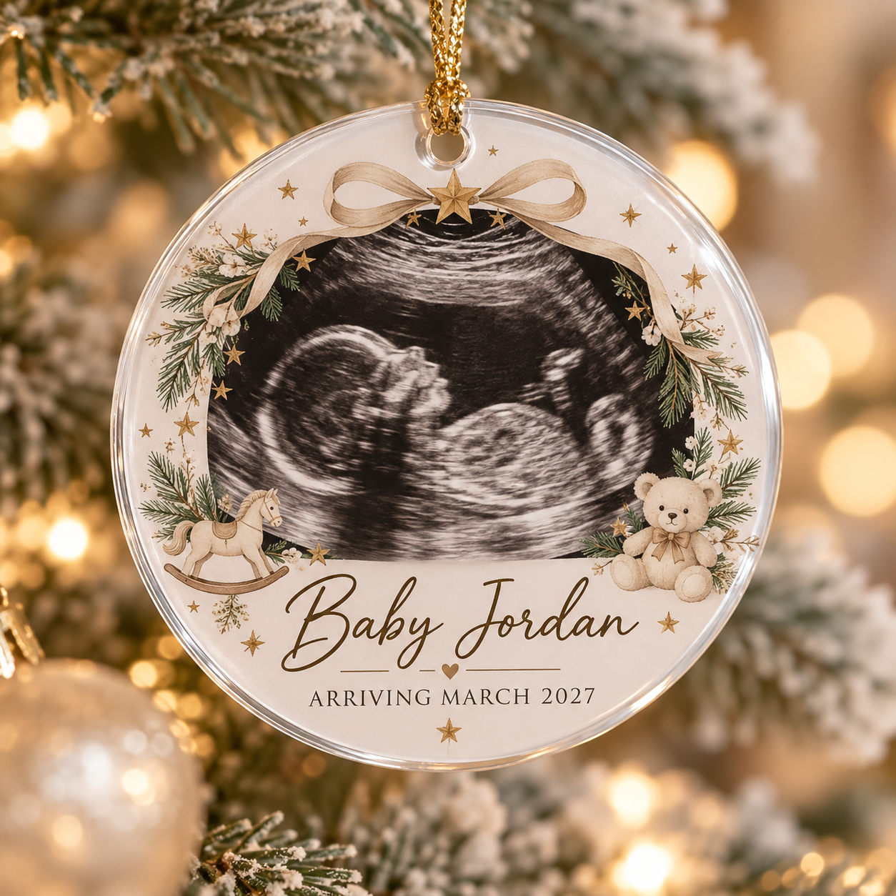 Personalized Ultrasound Baby Announcement Ornament — Photo 4