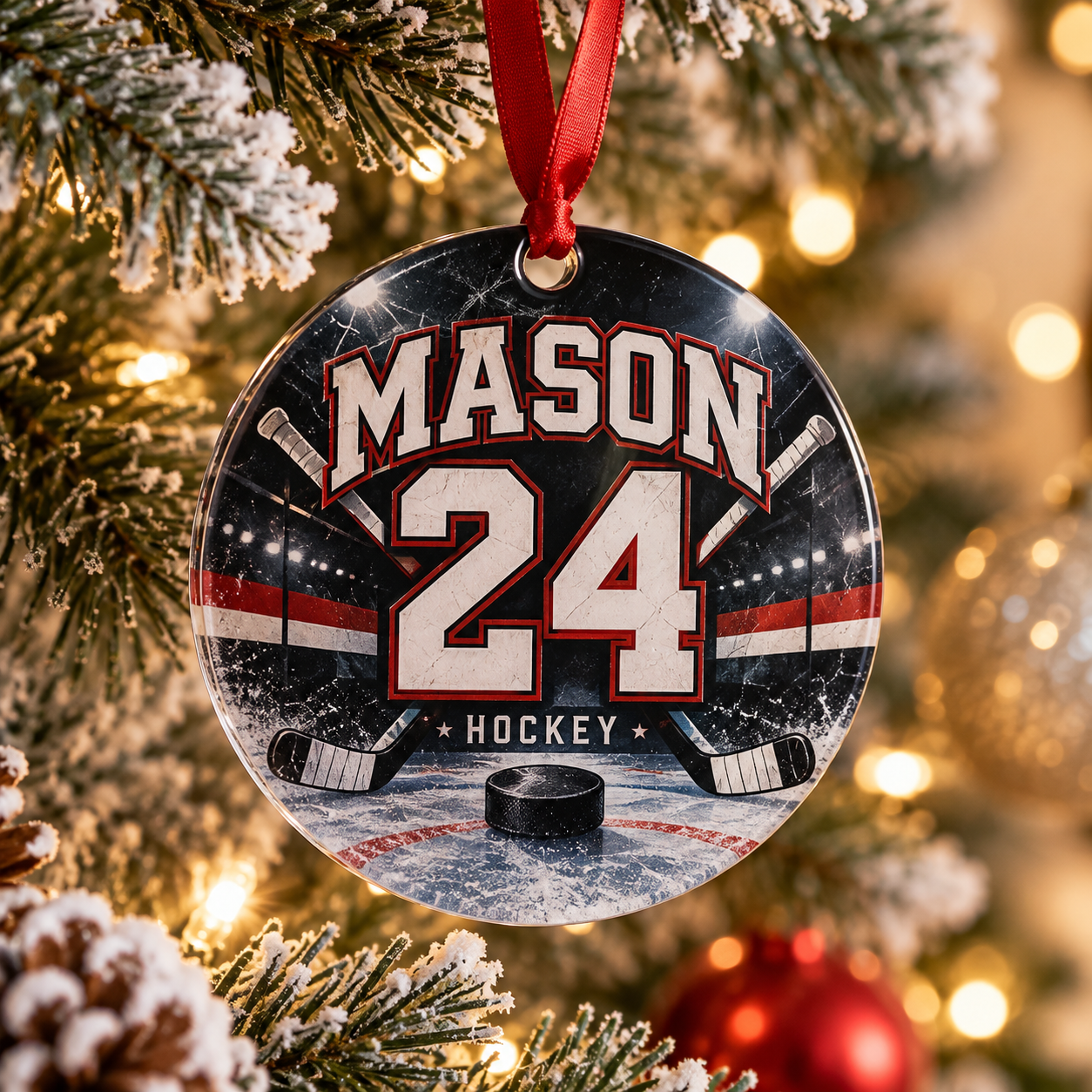 Personalized Hockey Sports Team Ornament — Photo 3
