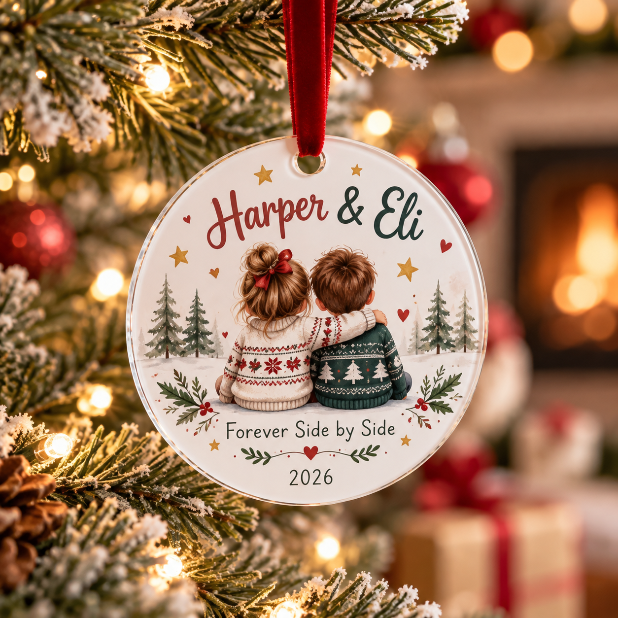 Personalized Sibling Ornament — Photo 2