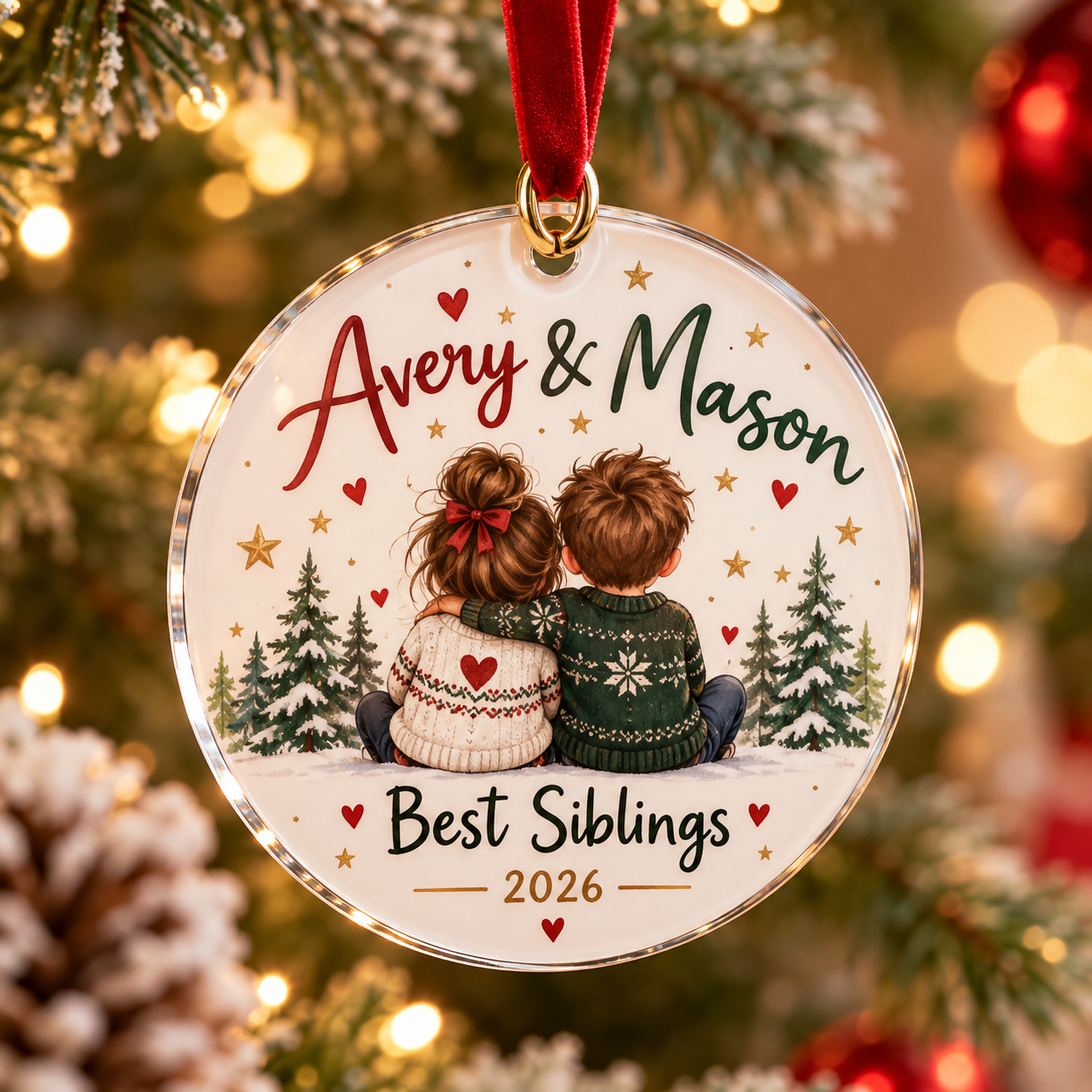 Personalized Sibling Ornament — Photo 5