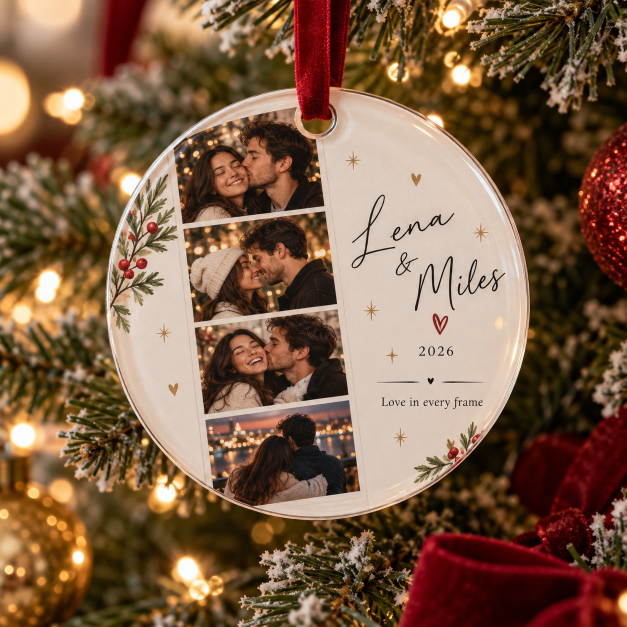 Personalized Couple Photo Strip Ornament